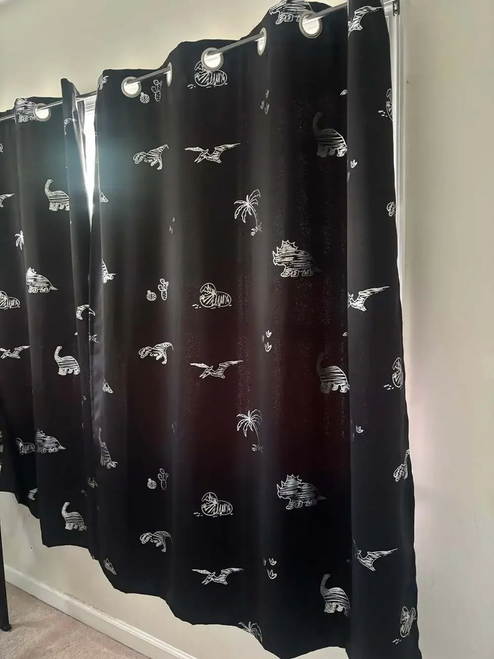 Dinosaur Black Blackout Thermal Insulated Curtains 2 panels